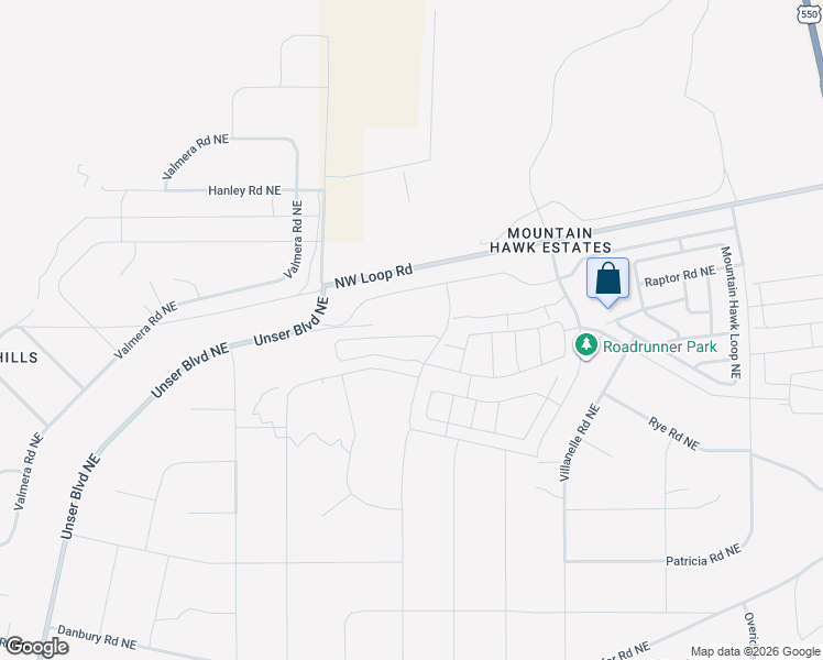map of restaurants, bars, coffee shops, grocery stores, and more near NW Loop Rd in Rio Rancho