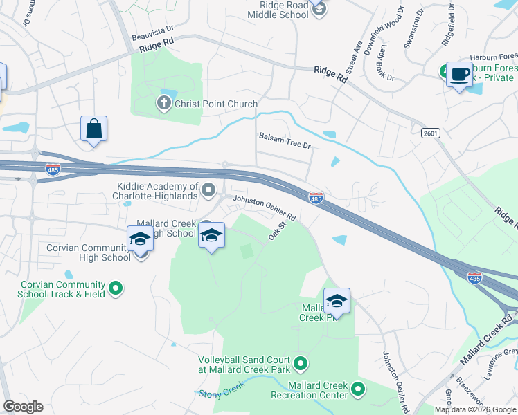 map of restaurants, bars, coffee shops, grocery stores, and more near in Charlotte