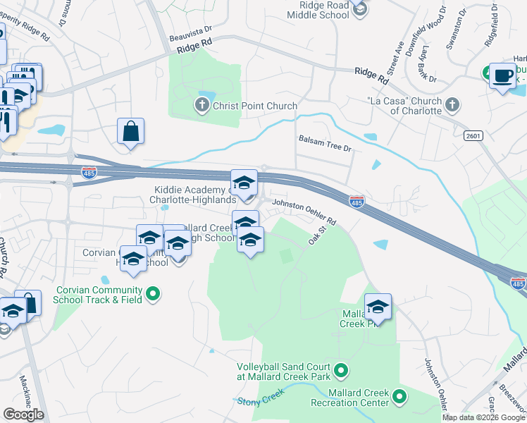 map of restaurants, bars, coffee shops, grocery stores, and more near in Charlotte