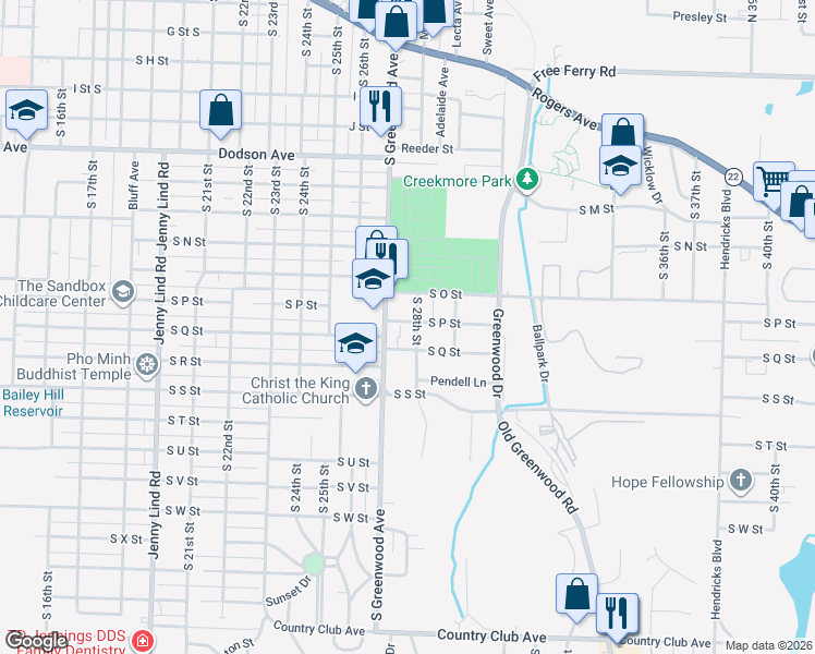map of restaurants, bars, coffee shops, grocery stores, and more near 1621 South 28th Street in Fort Smith