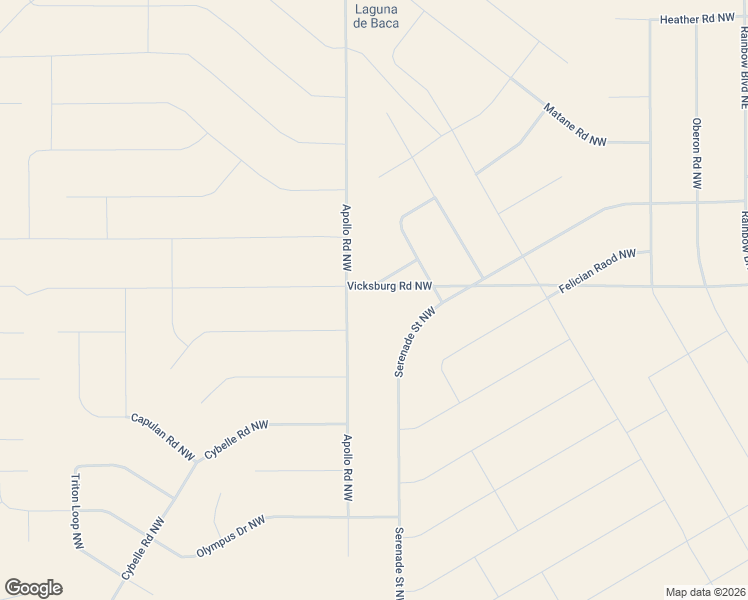 map of restaurants, bars, coffee shops, grocery stores, and more near Vicksburg Road Northwest in Rio Rancho