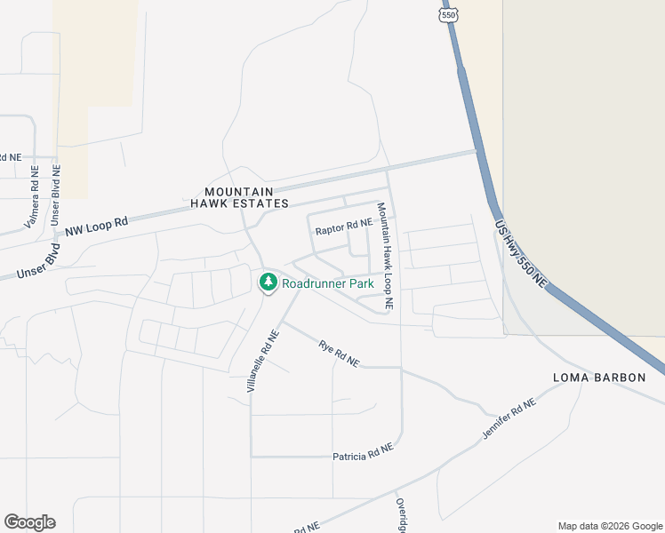map of restaurants, bars, coffee shops, grocery stores, and more near Mountain Hawk Loop Northeast in Rio Rancho