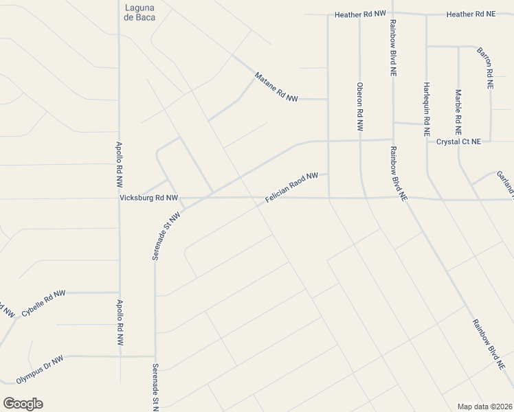 map of restaurants, bars, coffee shops, grocery stores, and more near Felician Raod Northwest in Rio Rancho