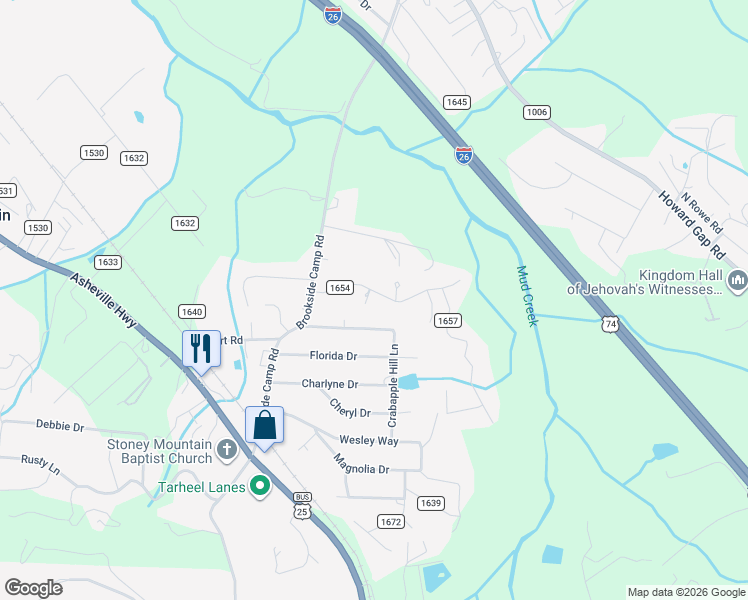 map of restaurants, bars, coffee shops, grocery stores, and more near 27 Poplar Court in Hendersonville