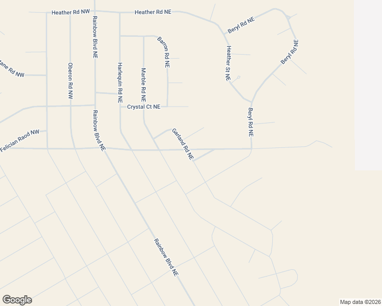 map of restaurants, bars, coffee shops, grocery stores, and more near Garland Road Northeast in Rio Rancho