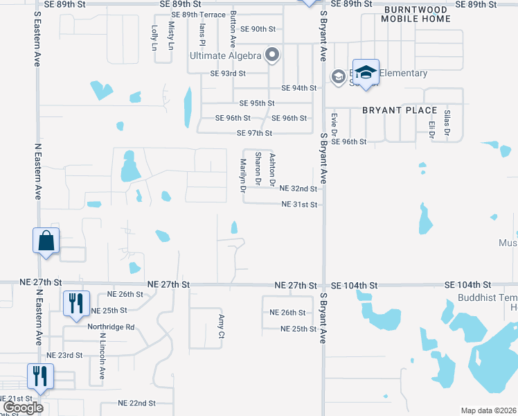 map of restaurants, bars, coffee shops, grocery stores, and more near 1800 Northeast 31st Street in Moore