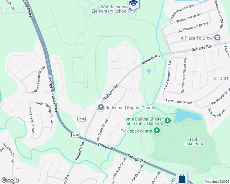 map of restaurants, bars, coffee shops, grocery stores, and more near 3221 Roberta Road in Concord