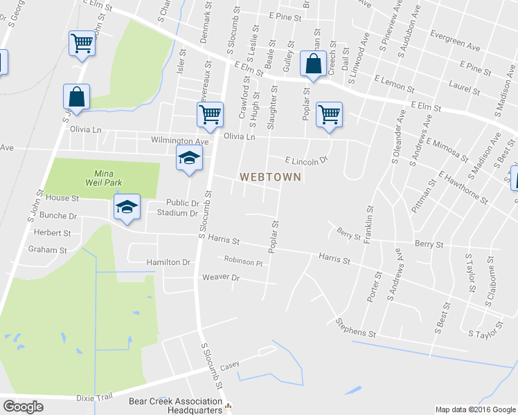 map of restaurants, bars, coffee shops, grocery stores, and more near 809 Westview Court in Goldsboro