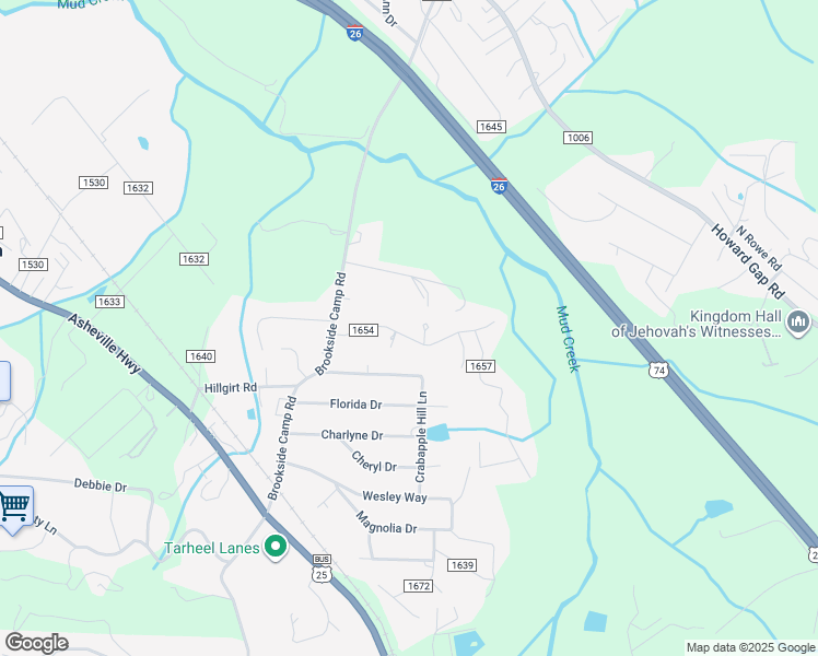 map of restaurants, bars, coffee shops, grocery stores, and more near 27 Poplar Court in Hendersonville