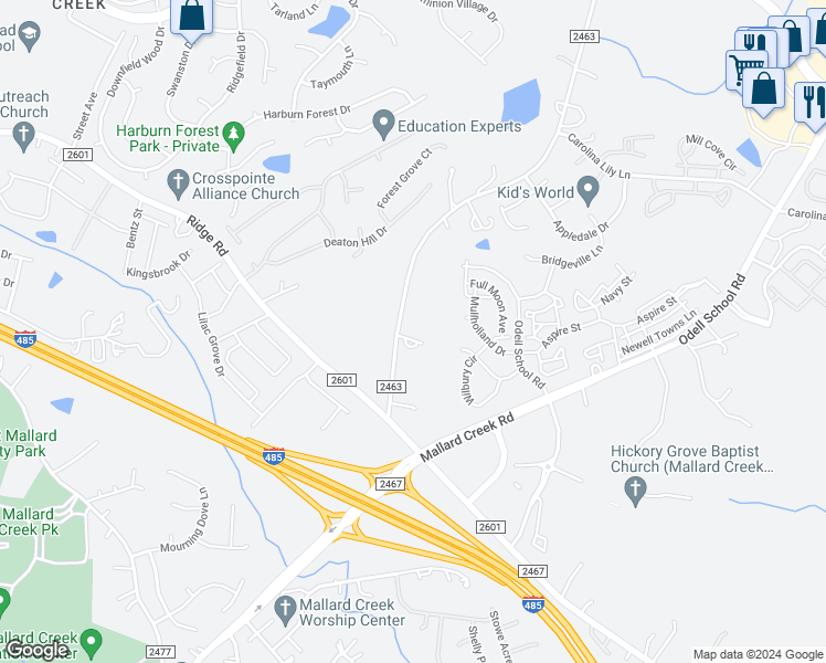 map of restaurants, bars, coffee shops, grocery stores, and more near 2900 Beard Road in Charlotte