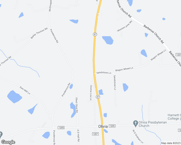 map of restaurants, bars, coffee shops, grocery stores, and more near 4333 North Carolina 87 in Sanford