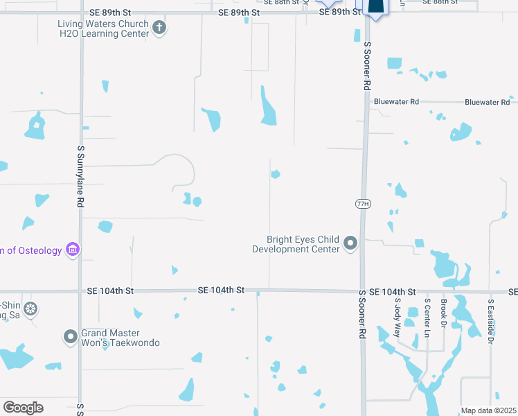 map of restaurants, bars, coffee shops, grocery stores, and more near 10025 Southern Creek Drive in Oklahoma City