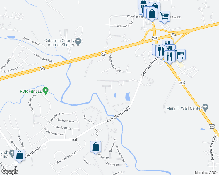 map of restaurants, bars, coffee shops, grocery stores, and more near 286 Aershire Court in Concord
