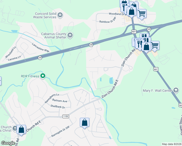 map of restaurants, bars, coffee shops, grocery stores, and more near 1354 Haestad Court in Concord