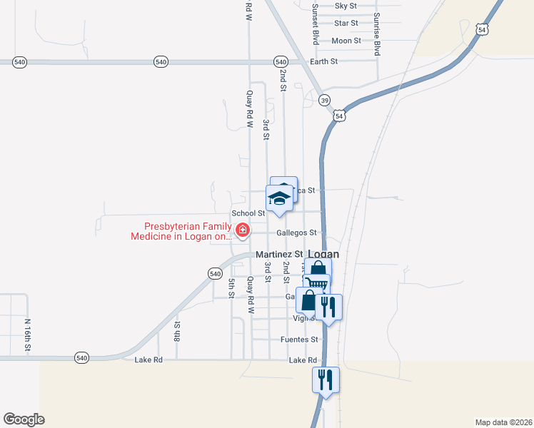 map of restaurants, bars, coffee shops, grocery stores, and more near 3rd Street in Logan