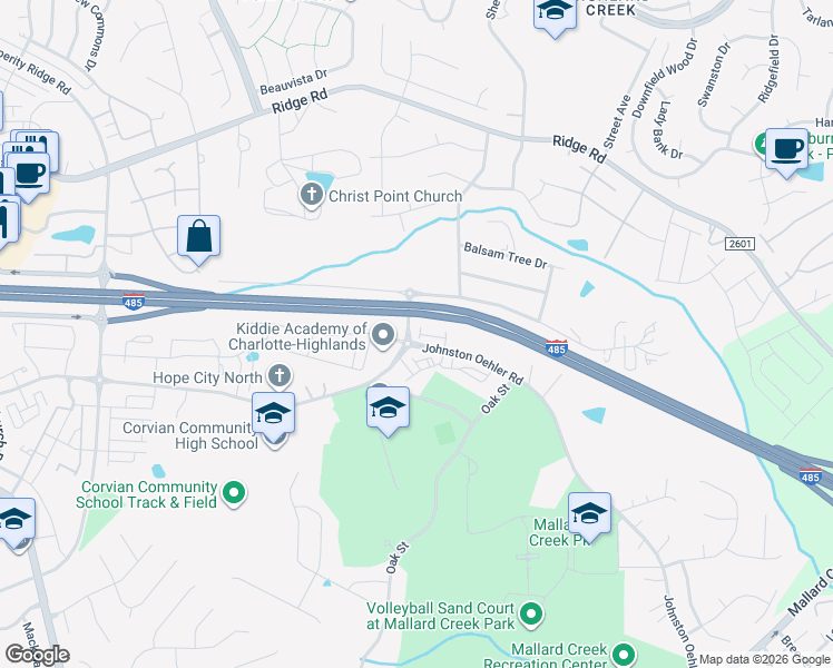 map of restaurants, bars, coffee shops, grocery stores, and more near in Charlotte