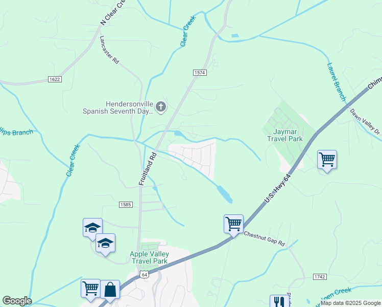 map of restaurants, bars, coffee shops, grocery stores, and more near 25 Violet Drive in Hendersonville