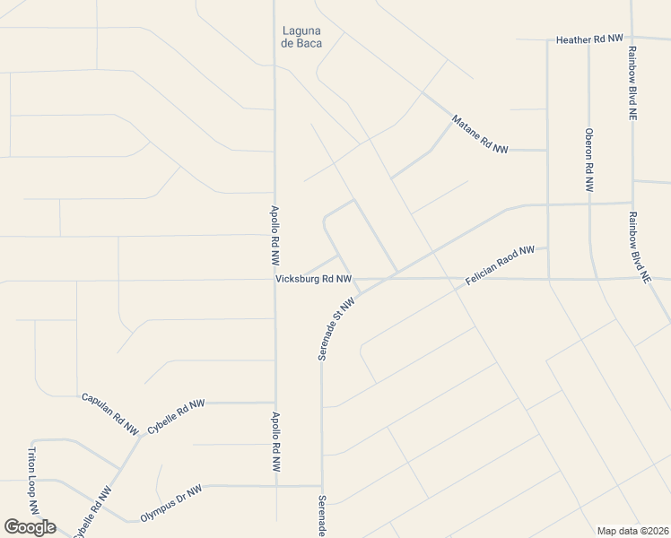 map of restaurants, bars, coffee shops, grocery stores, and more near Vicksburg Road Northwest in Rio Rancho