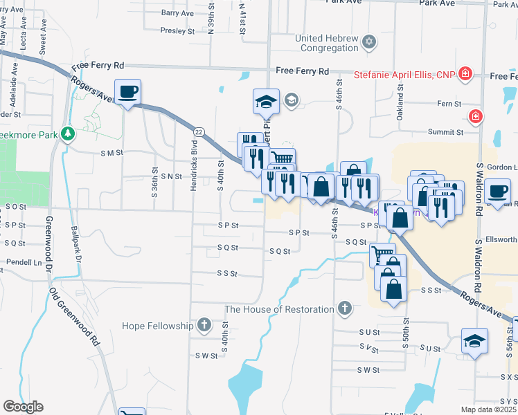 map of restaurants, bars, coffee shops, grocery stores, and more near 1607 South Albert Pike Avenue in Fort Smith