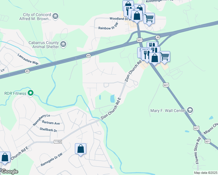 map of restaurants, bars, coffee shops, grocery stores, and more near 1366 Cadre Circle in Concord