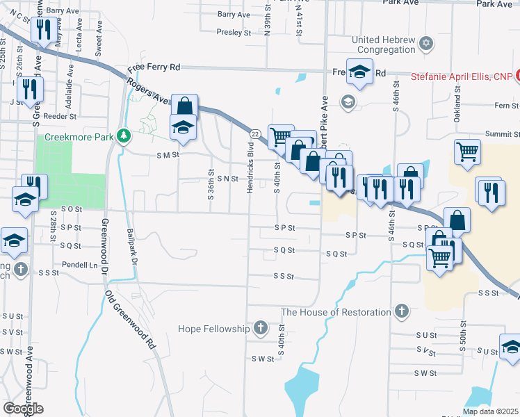 map of restaurants, bars, coffee shops, grocery stores, and more near 1514 Hendricks Boulevard in Fort Smith