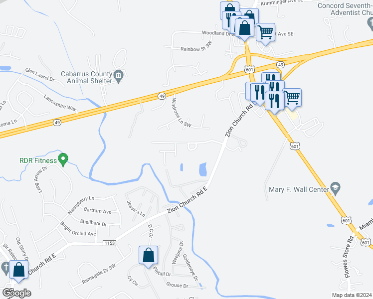 map of restaurants, bars, coffee shops, grocery stores, and more near 1334 Cadre Circle in Concord