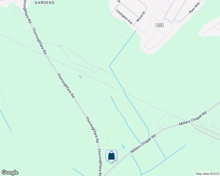 map of restaurants, bars, coffee shops, grocery stores, and more near Thoroughfare Road in Goldsboro