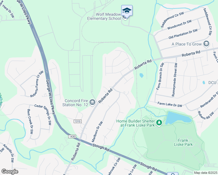 map of restaurants, bars, coffee shops, grocery stores, and more near 3104 Roberta Road in Concord