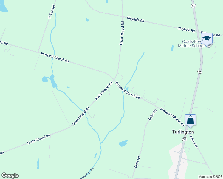 map of restaurants, bars, coffee shops, grocery stores, and more near 1516 Erwin Chapel Road in Dunn