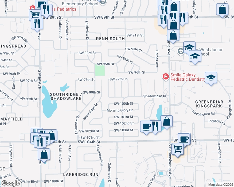 map of restaurants, bars, coffee shops, grocery stores, and more near 9912 Indigo Road in Oklahoma City