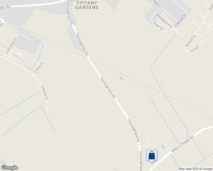 map of restaurants, bars, coffee shops, grocery stores, and more near Thoroughfare Road in Goldsboro