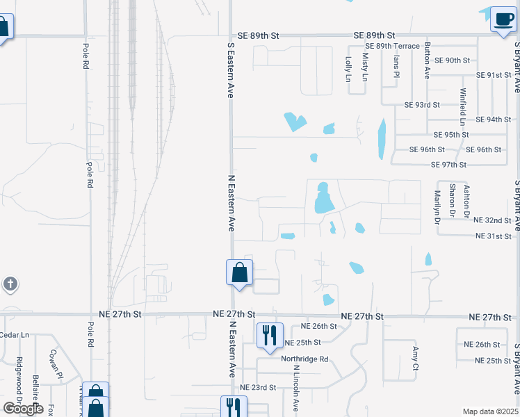 map of restaurants, bars, coffee shops, grocery stores, and more near 912 Northeast 34th Terrace in Moore