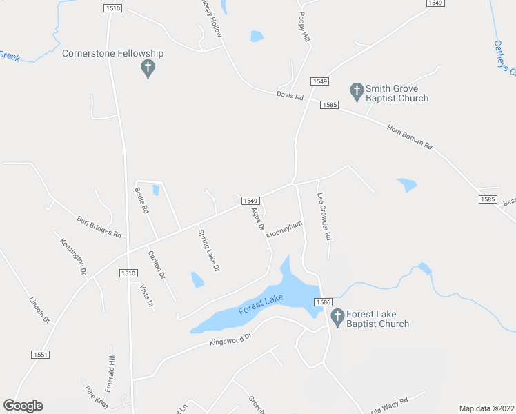 map of restaurants, bars, coffee shops, grocery stores, and more near 115 Aqua Drive in Forest City