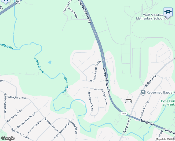 map of restaurants, bars, coffee shops, grocery stores, and more near 3235 Chatfield Lane Southwest in Concord