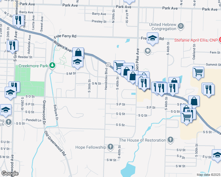 map of restaurants, bars, coffee shops, grocery stores, and more near 1514 Hendricks Boulevard in Fort Smith