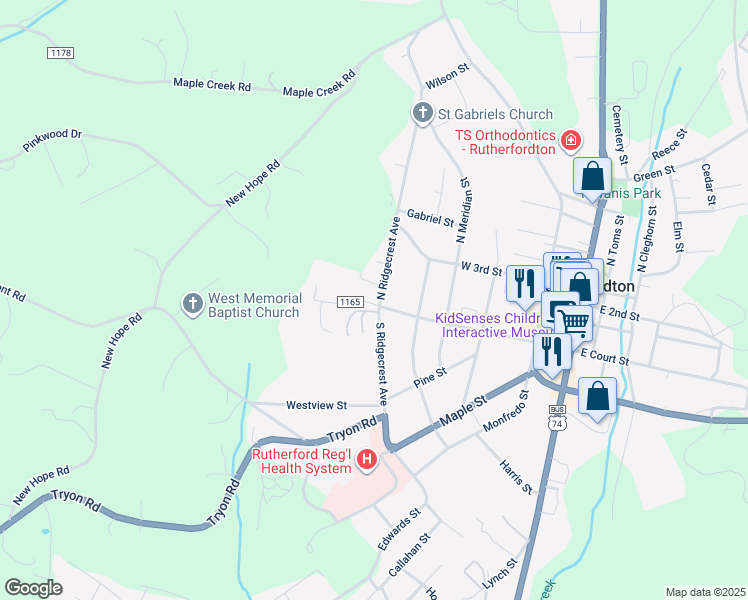 map of restaurants, bars, coffee shops, grocery stores, and more near 2-684 Saint John Zion Road in Rutherfordton
