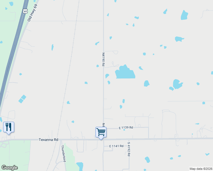 map of restaurants, bars, coffee shops, grocery stores, and more near 113601 South 4190 Road in Checotah