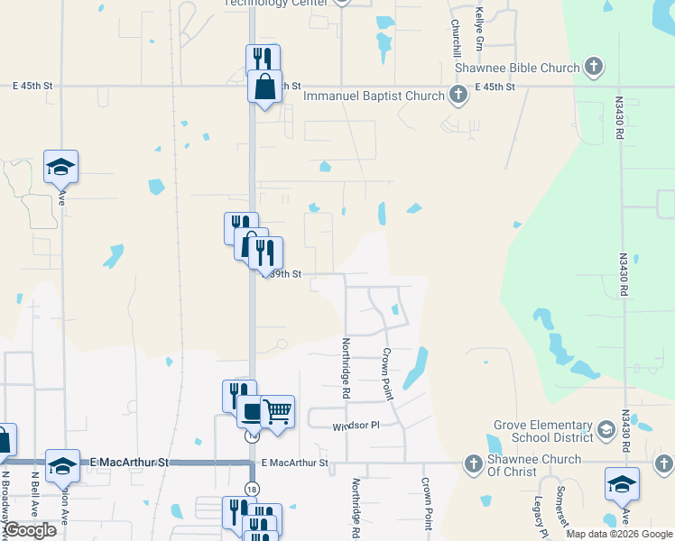 map of restaurants, bars, coffee shops, grocery stores, and more near 1300 Berkshire Place in Shawnee