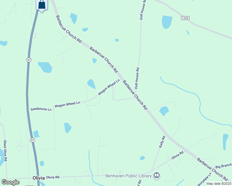 map of restaurants, bars, coffee shops, grocery stores, and more near 89 Wagon Wheel Lane in Sanford