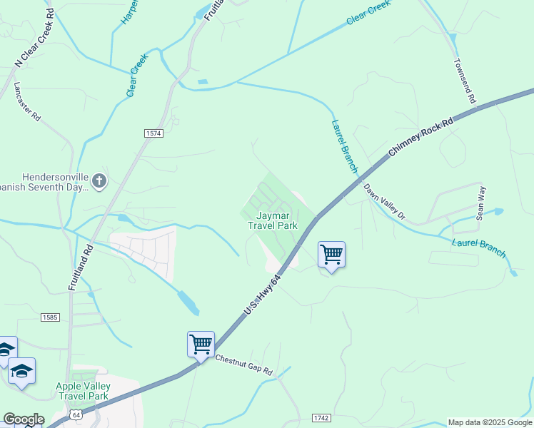 map of restaurants, bars, coffee shops, grocery stores, and more near 140 Jaymar Park Drive in Hendersonville