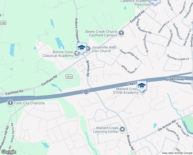 map of restaurants, bars, coffee shops, grocery stores, and more near 11763 Blue Tick Court in Charlotte