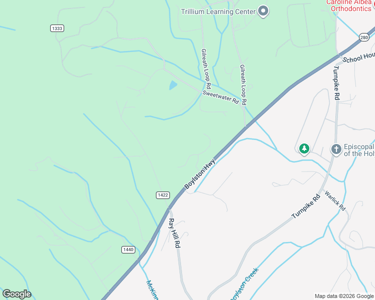 map of restaurants, bars, coffee shops, grocery stores, and more near 19 Round Top Circle in Mills River