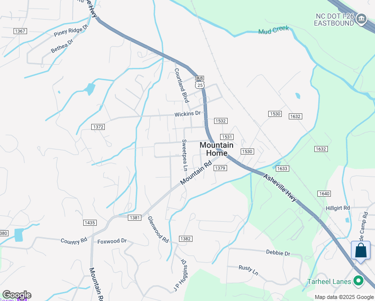 map of restaurants, bars, coffee shops, grocery stores, and more near 136 Sweetpea Lane in Hendersonville
