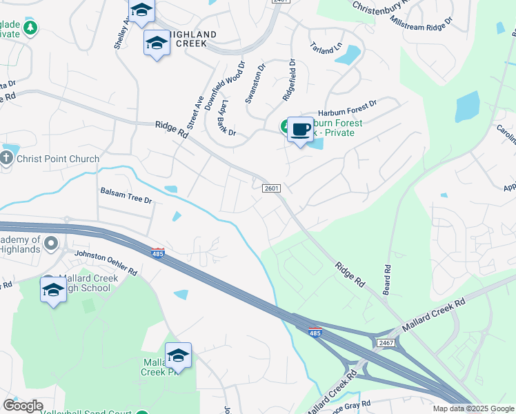 map of restaurants, bars, coffee shops, grocery stores, and more near 3307 Ridge Road in Charlotte