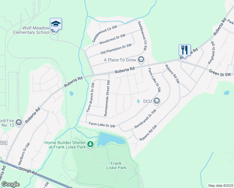 map of restaurants, bars, coffee shops, grocery stores, and more near 3237 Hawksbill Street Southwest in Concord