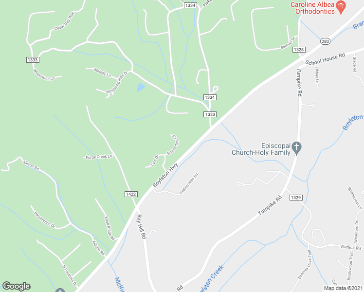 map of restaurants, bars, coffee shops, grocery stores, and more near 70 Round Top Circle in Mills River