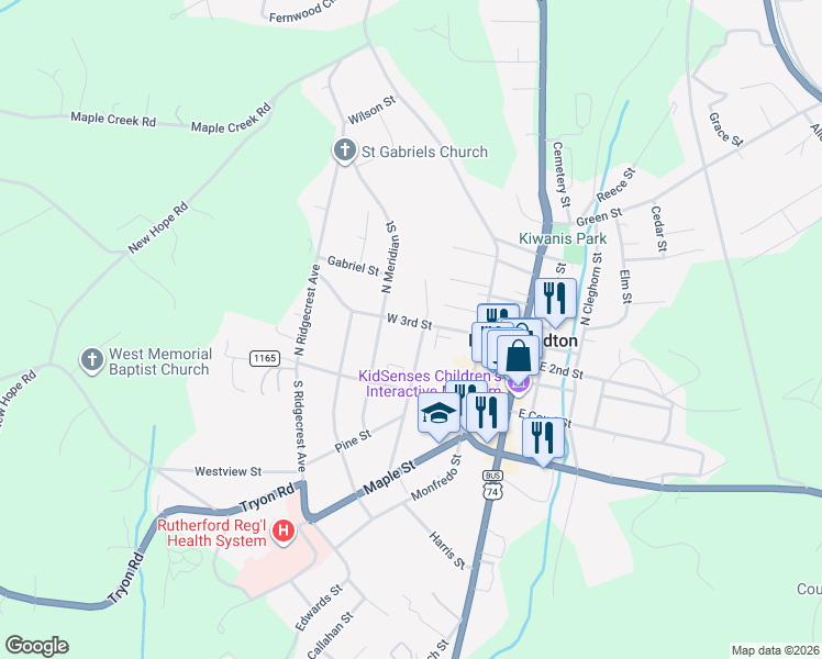map of restaurants, bars, coffee shops, grocery stores, and more near 234 West 3rd Street in Forest City