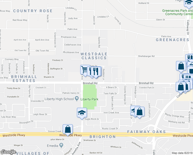 map of restaurants, bars, coffee shops, grocery stores, and more near 11006 Brimhall Road in Bakersfield