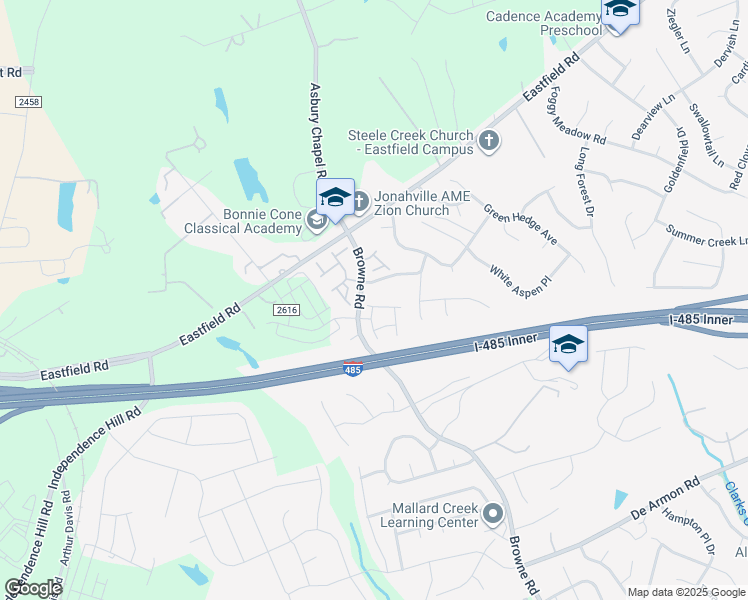 map of restaurants, bars, coffee shops, grocery stores, and more near 10569 Yellow Rose Lane in Charlotte