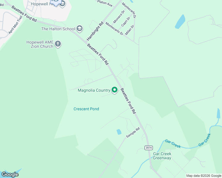 map of restaurants, bars, coffee shops, grocery stores, and more near 10915 Beatties Ford Road in Huntersville